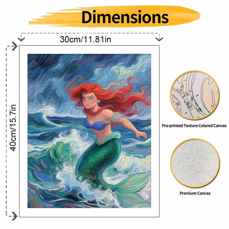 Disney The Little Mermaid Ariel Oil Painting Art Kit Hand Painted Home Decor