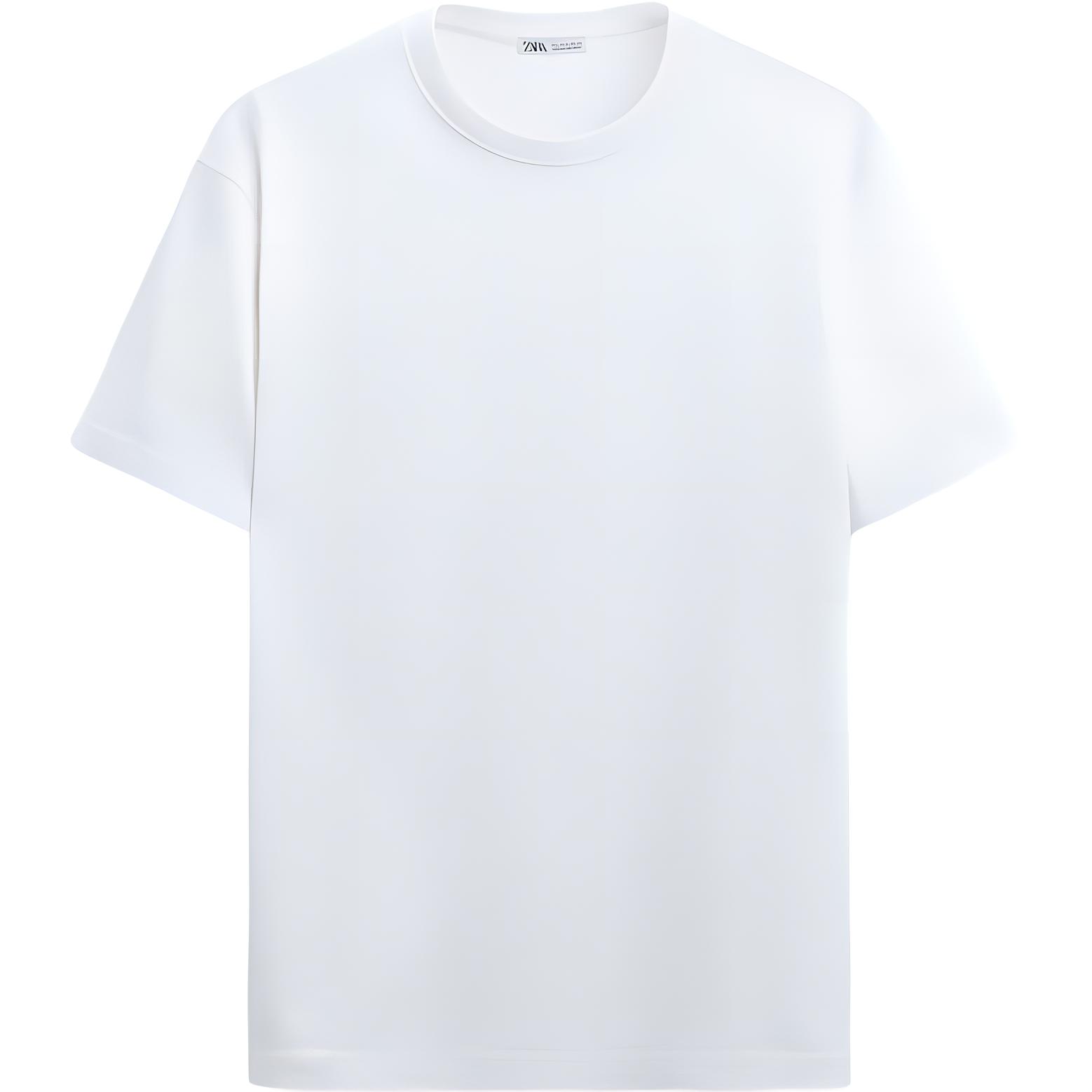 Zara Solid Slim Fit Crew Neck Short Sleeve T-Shirt Men tops White 1887470-250 M 4719₽