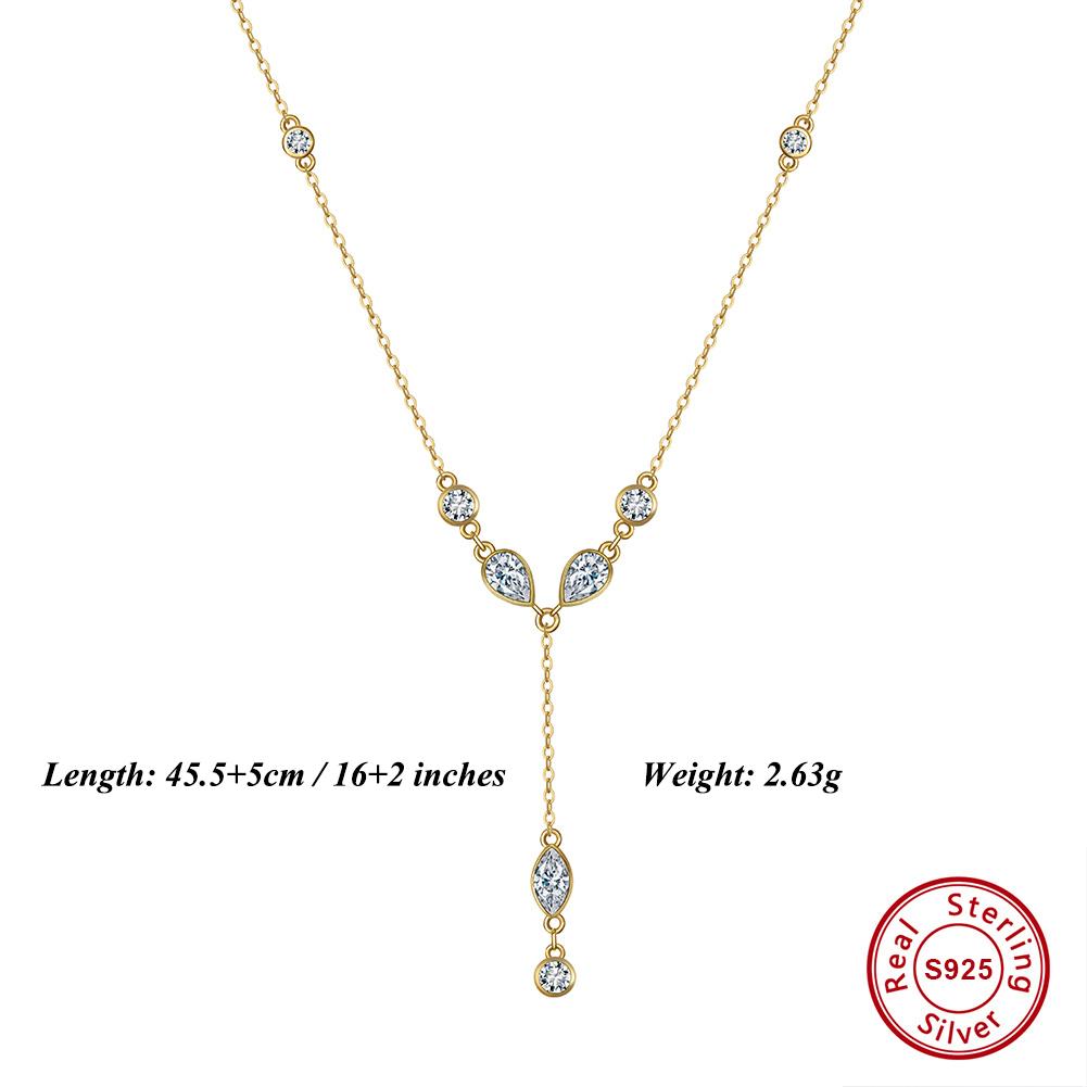 

EFFIE QUEEN Y-Shaped Choker Necklace 925 Silver 14k Gold O-Chain With Marquise-Shaped Zirconia Pendant Neck Chain Gift BQN18