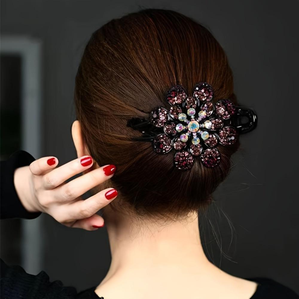 Elegant Vintage Flower Crystal Hair Clip-Large Duckbill Hair Accessory,Flower Shape,Ideal Mother's Day and Valentine's Day Gift