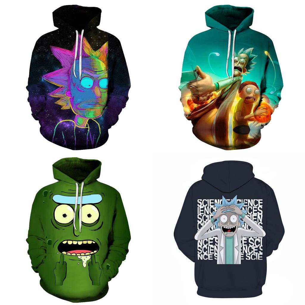 3d And Rick Print Womenmen Pullover Hoodie Sweatshirt Tops Jumper