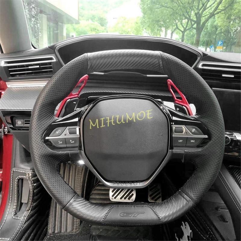 For Peugeot 508 2008 3008 5008 GT 2017- Steering Wheel Gear Shift Paddle Shifter Extension Trims Aluminum Red