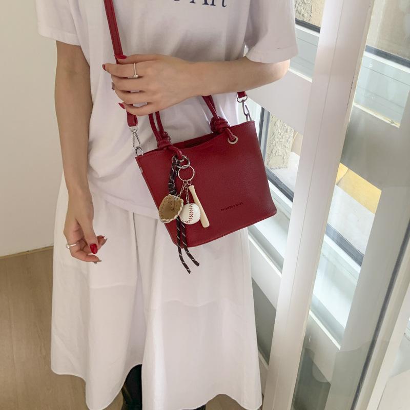 High-end Lychee Pattern Bucket Bag, Hand-held Vegetable Basket Bag, Fashionable Single-shoulder Crossbody Bag