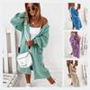 Suéter Cárdigan de Punto Holgado para Mujer Invierno Cuello en V Manga Larga Parte Delantera Abierta Top con Bolsillo