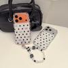 Simple Black and White Polka Dot Bow Phone Case for iPhone 17 Pro Max/16, Double Layer Design for Models 15/14.