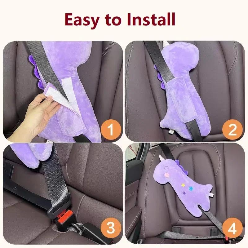 1Pc Baby Car Seat Accessories Head Supports Protection Car Belt Protector Child Seat Belt Pillow Cute Cartoon Safety Belt Doll