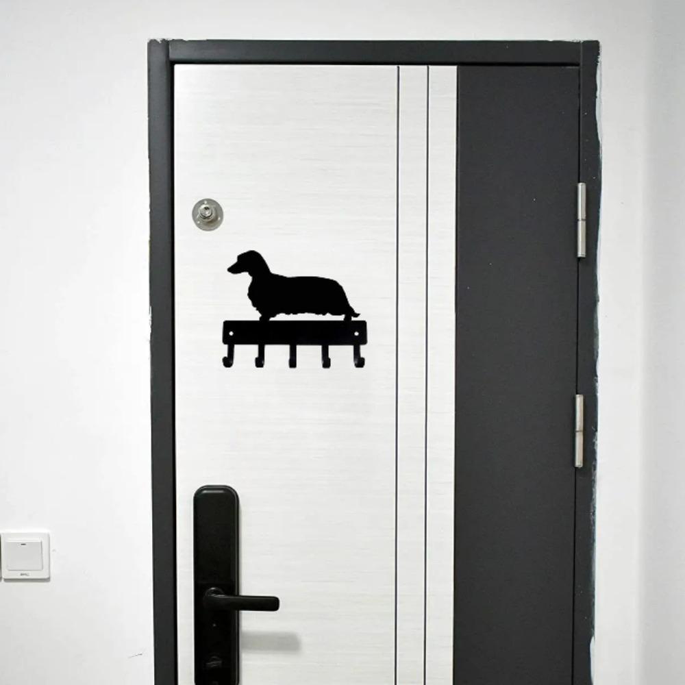 Longhaired Dachshund Dog - Key Hooks & Keychain Holder - 6 inch Metal Wall Art -Perfect Gift for Dachshund Lovers