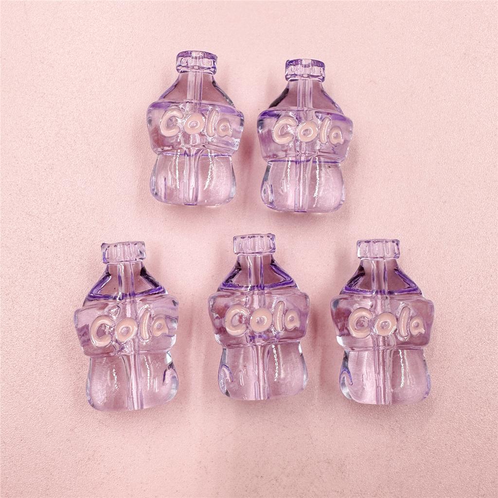 Creative Cartoon Elements Perforated Pendant Coke Bottle Shape Candy Color 5Pcs 18.8*30mm Acrylic Beads Handmade Material Cute Phone Chain Making