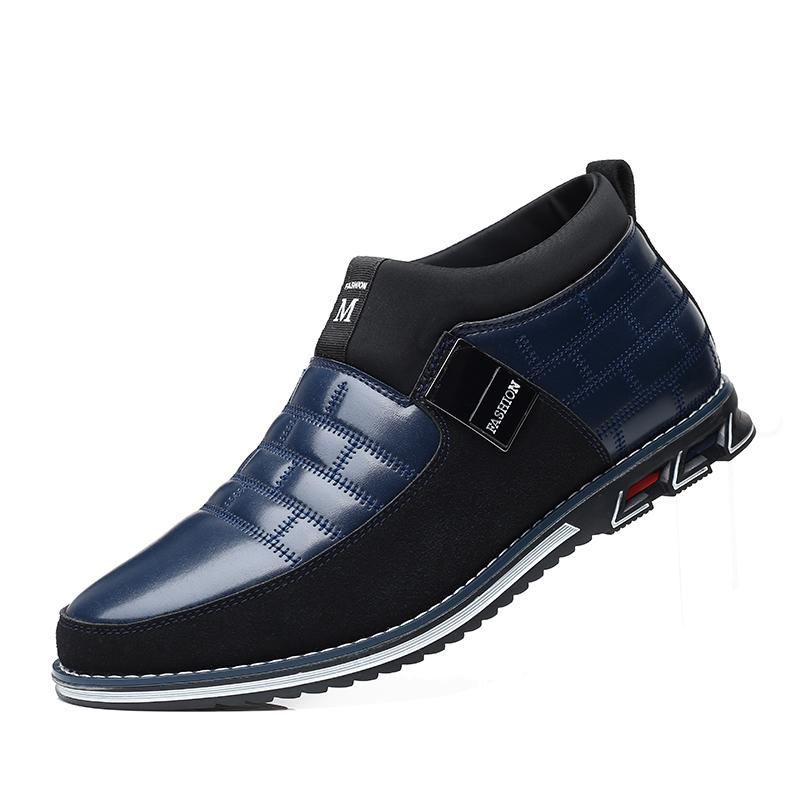 

Мода 2024 года Мужские кожаные ботинки Мужская обувь осень-зима Модные повседневные ботинки большого размера Трендовые мужские модные ботильоны 6.5 синий