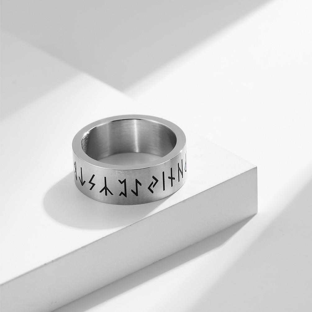 Wikinger Rune Titanstahl Matt Gebürsteter Ring Herren- und Damenzubehör Weihnachtsgeschenk Schmuck