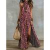 Paisley Print Halter Neck Long Maxi Dress, Fashion Casual Summer Long Dress for Women European American