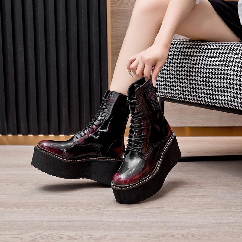 Fashion AIYUQI Women Ankle Boots Genuine Leather 2025 New Platform High Heel Short Boots Female Non-slip Large Size Women Winte Boots