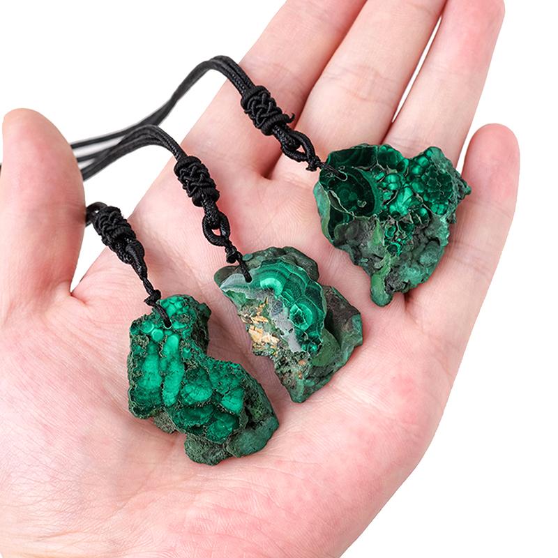 1Pc Crystals Healing Stone Pendan Men Women Mineral Jewelry Diy Gift Malachite Irregular Slices Necklace