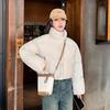 Wind high waist down cotton clothes fluffy women's clothing new fashion stand-up collar zipper pocket elastic hem cotton-padded clothes women