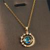 New Luxury Inlaid Zircon Planet Moon Pendant Necklace For Women Titanium Steel Butterfly Water Drop Clavicle Chain Charm Jewelry