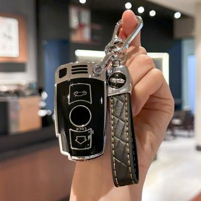 Funda para mando a distancia de coche con llavero de cuero PU para BMW E90 E60 E70 E87 3 5 6 Series M3 M5 X1 X5 X6 Z4 E71 E72 E88 E89 E91 E92