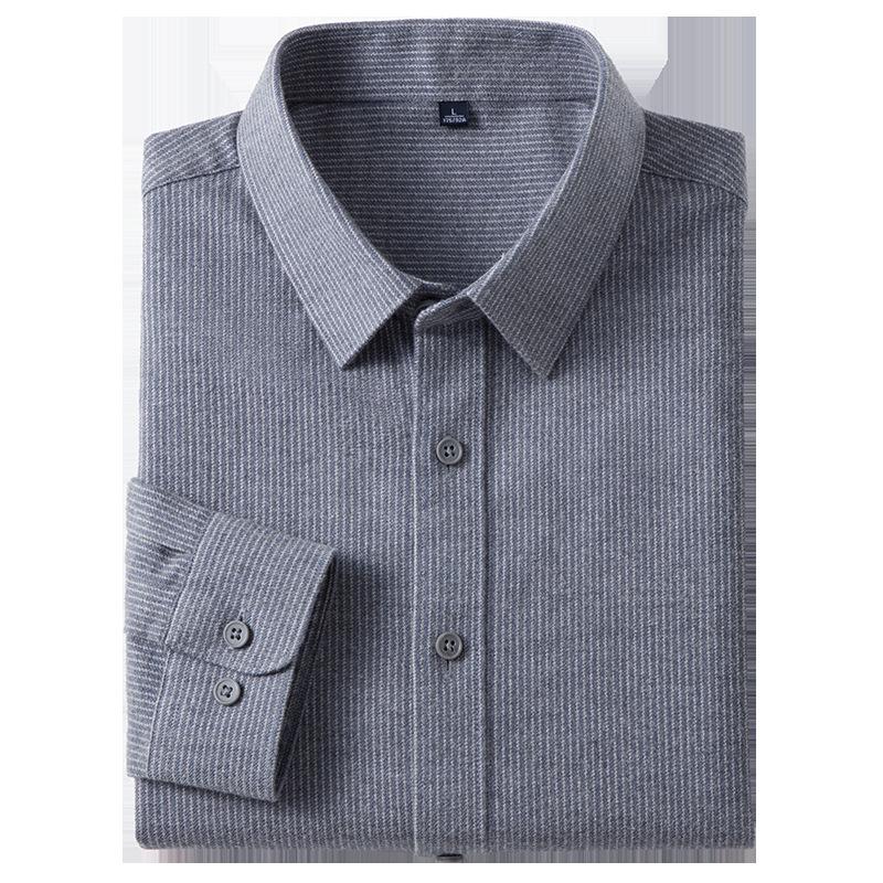 Business Long Sleeve Shirt Striped Lapel Collar Casual Loose Fit M