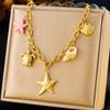 Shell And Starfish Necklace Featuring Natural Beauty Unique Design With Stainless Steel For Young Fashionable Women