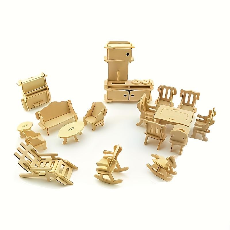 34Pcs Miniature Wooden House Furniture Set Model Ornament - DIY Miniature Photography Props- Seasonal Decor - Perfect Gift