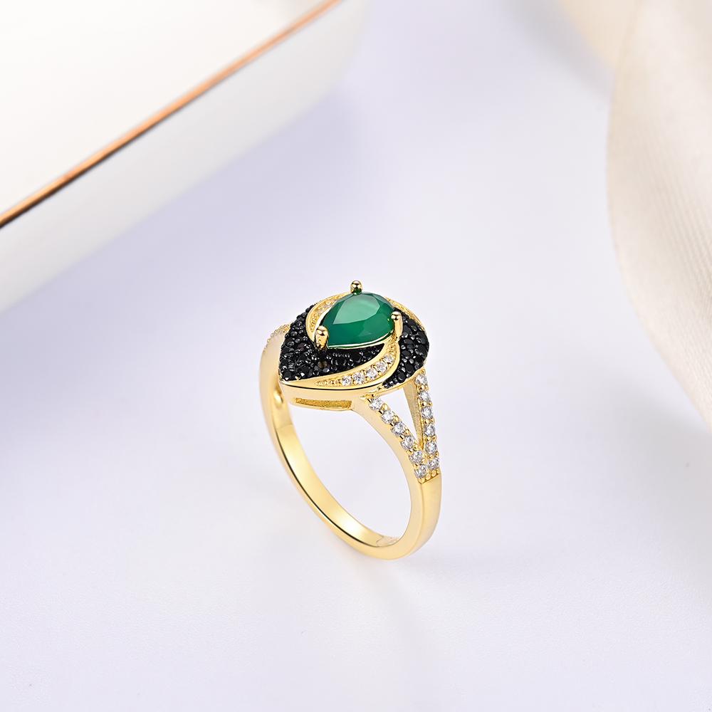 925 Sterling Silver Ring Natural Agate Pear 5*7mm Real Gemstones Vintage Design Fine Jewelry for Women's Banquet and Party Gifts