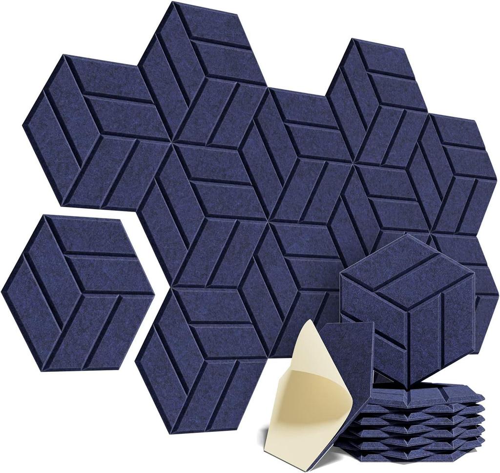 Hexagonal Soundproof Self-Adhesive Panels - Plastic-Sealed Packaging with Barcode Sticker