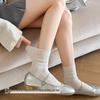 Women's Mid-Calf Cotton Socks - Summer Thin, Rolled Edge, Ruffle Design, Maternity Option