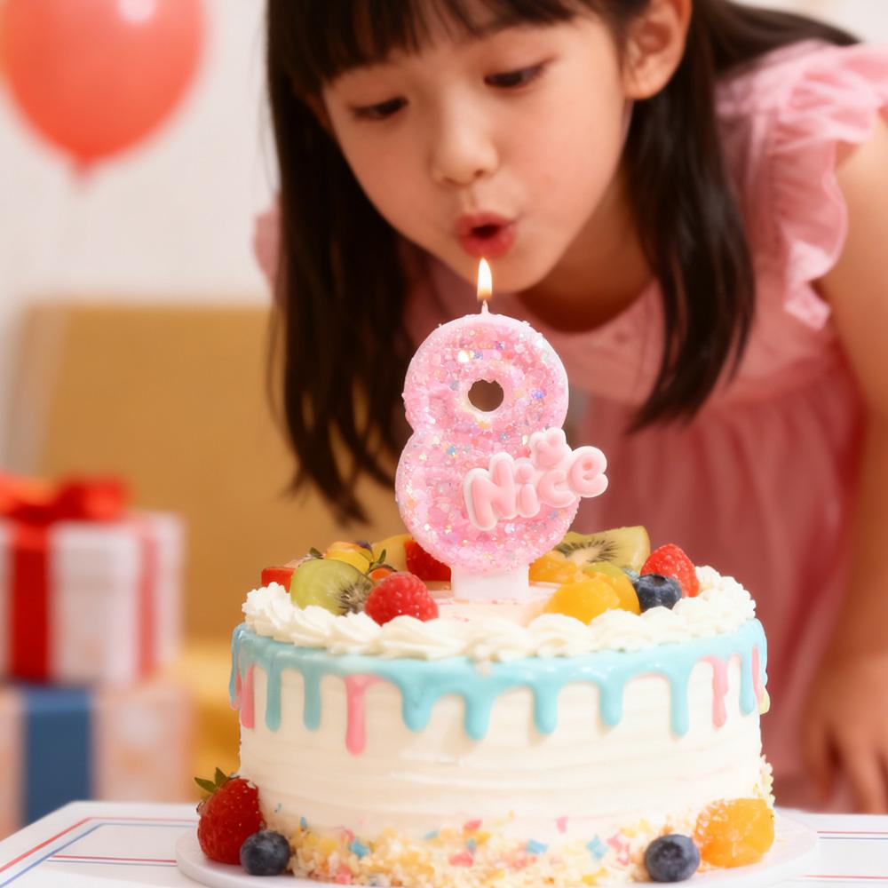 11pcs Glitter Pink Nice Birthday Candle 0-9 Cake Topper Decorations for Girl Woman Baby Shower Party Wedding Decor Supplies