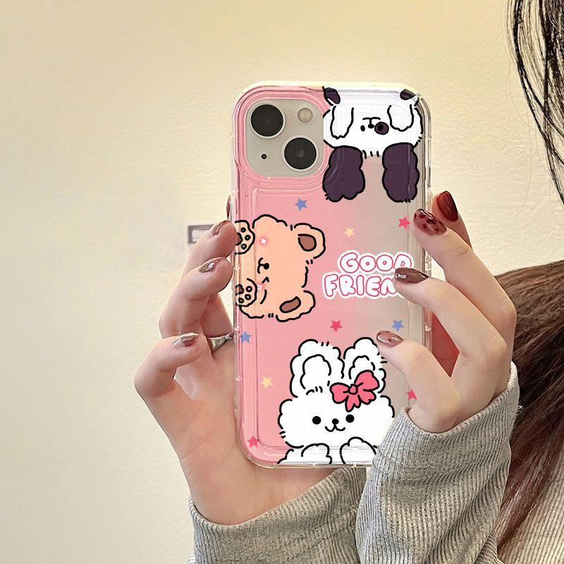 Gradual change bear rabbit applicable iPhone17Pormax mobile phone case 16Pro Apple 12 anti-drop 15 girl heart x
