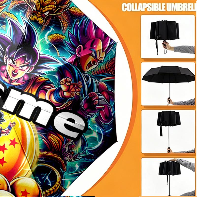 Custom Name Personalized Anime Print Umbrella, Auto Open Close, 8‑Rib Sturdy Frame, Commute Camping Hiking Use, Birthday Gift