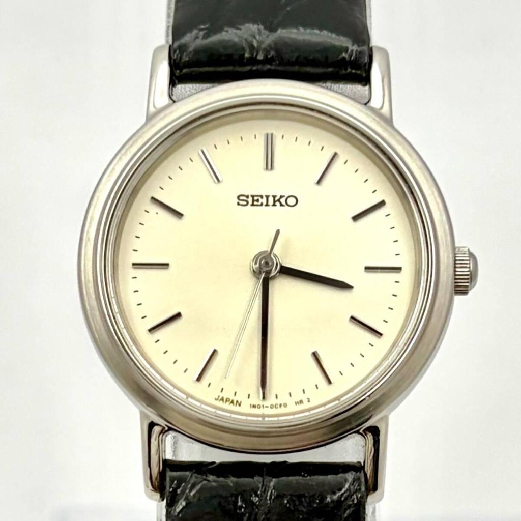 Used [Good Condition/new Battery] SEIKO Seiko Ladies Watch Silver 1N01-0BA0 011434 Genuine Belt with Engraving