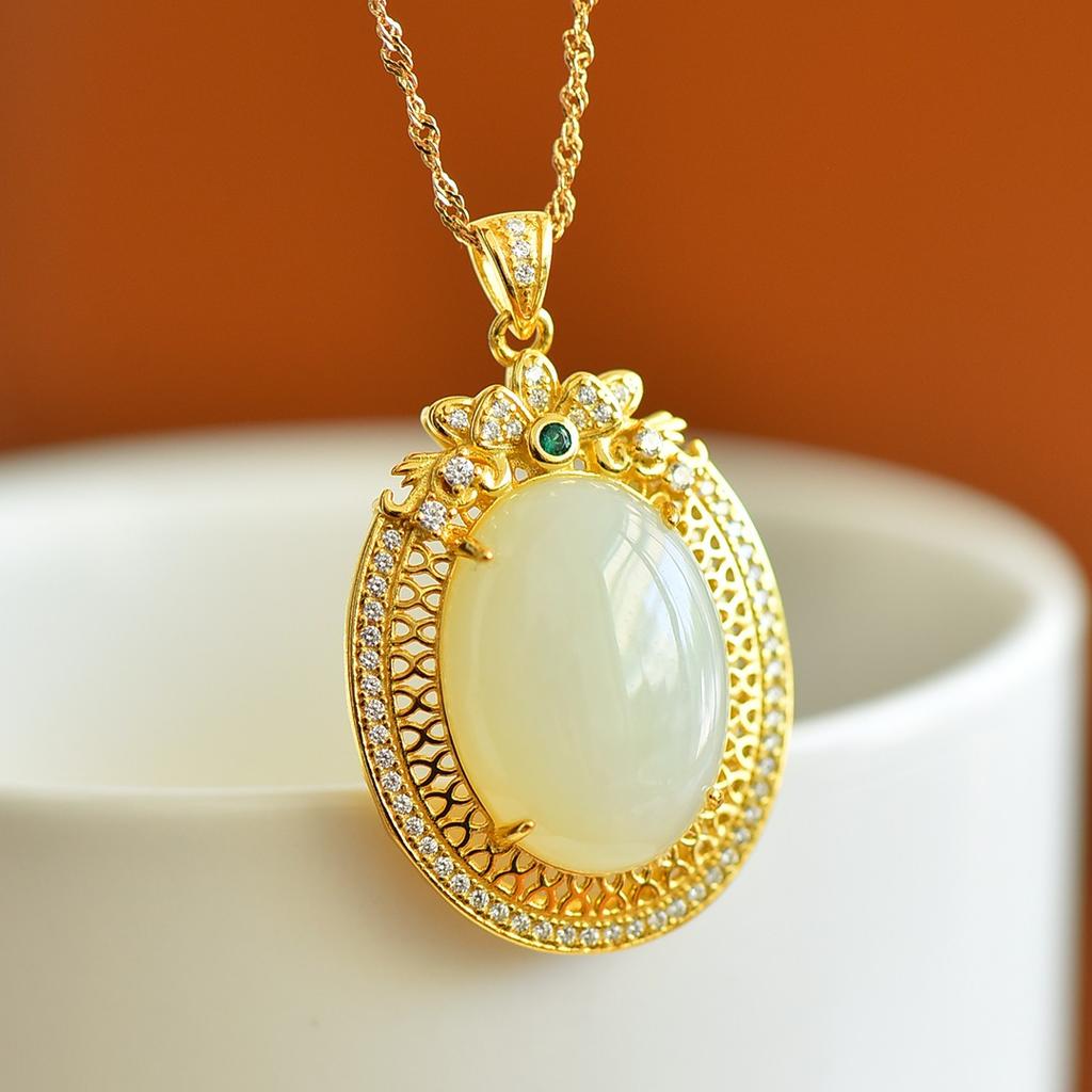 Hotan Jade S925 Silver Water Drop Pendant Necklace for Women with Certificate