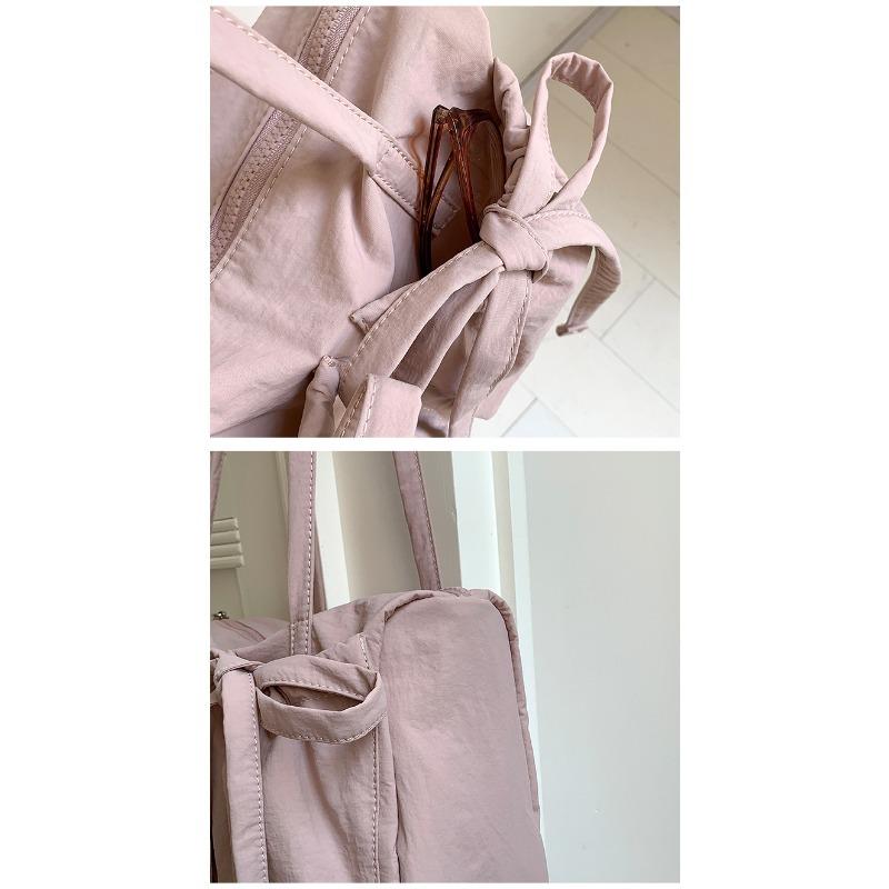 Large Capacity Women's Casual Shoulder Bag with Bow Cute Tote Bag for College Students School Class Daily Commute Shopping Lightweight Handbag