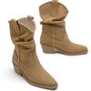 Rindslederversion~ Zhao Ruth hat die gleichen spitzen Stiefel, Stiefeletten, hochhackigen Retro-Western-Reitstiefel, V-Ausschnitt-Mittelstiefel.