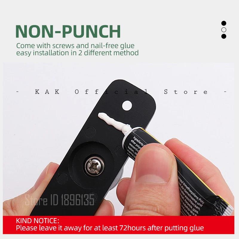 KAK Punch-free Hasp Latch Door Lock Black Cabinet Locks Kids Safety Lock Barn Door Sliding Door Anti-pried Hook Lock Hardware Thread Lock3