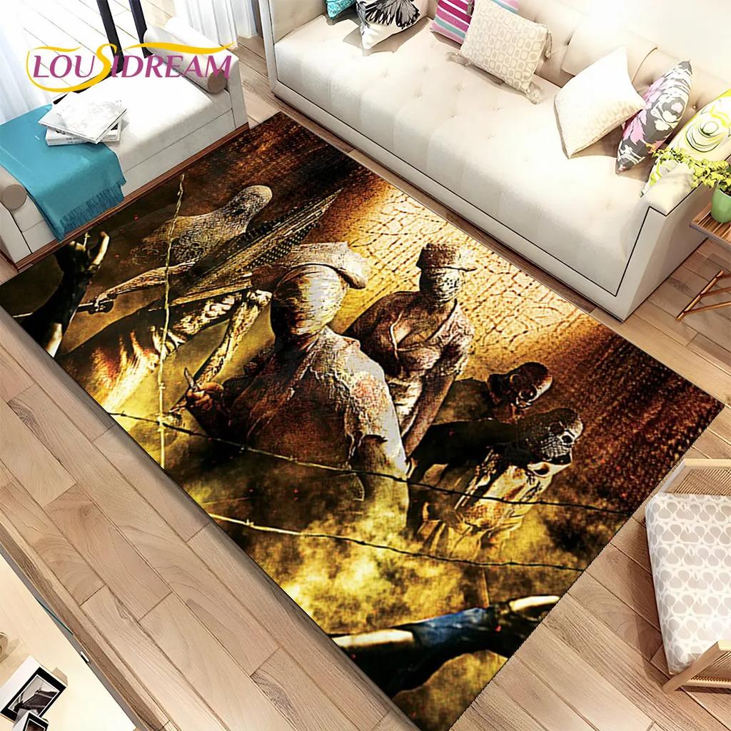 Teppich mit Horrorfilmspielen von Silent Hill, Teppich für Wohnzimmer, Schlafzimmer, Sofa, Fußmatte, Dekoration, rutschfeste Bodenmatte für Kinder