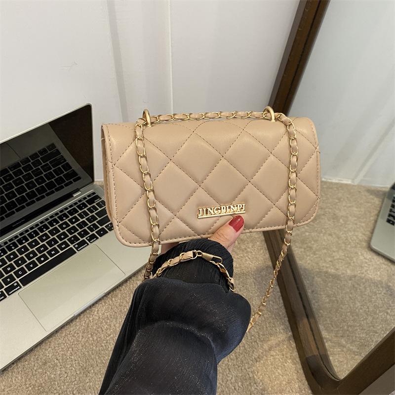 Rhombus embroidery thread versatile chain small bag women's texture solid color shoulder messenger bag 2025 small square bag