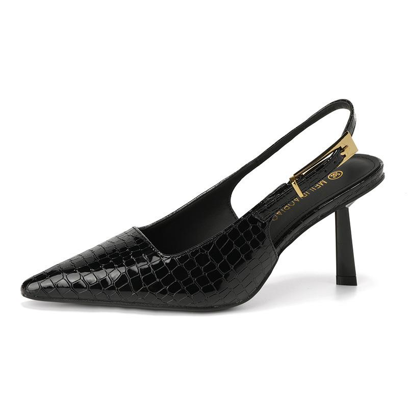 

Sheepskin version~ patent leather high heels women s 2025 new sexy gold heel strap sandals pointed stiletto single shoes 34