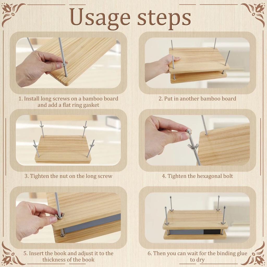 Book Press Bamboo Wood Book Binding Press Portable Flower Press Reusable Book Press Machine Multifunctional Bookbinding Press