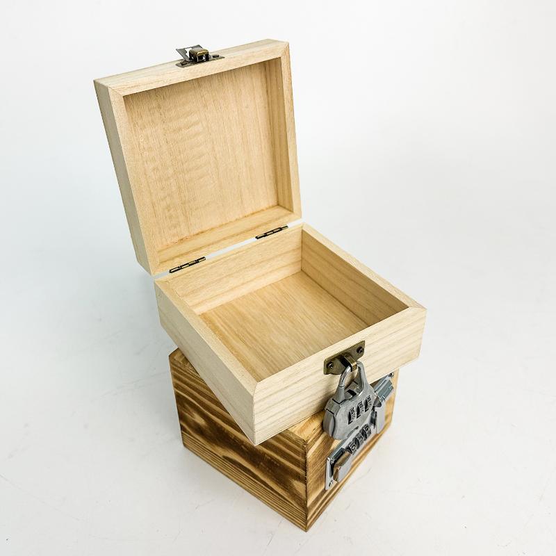 Key Safe Box Cash Box Bank With Secure Lock Pine Wood Jewelry Treasure Chest Unpainted Wood Small Wooden Box