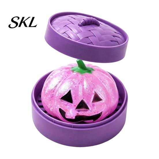 Safe Stress Ball Halloween Dumpling Relief Toy, Pumpkin Ghost Steamed Bun Squeeze Toy Sensory Fidget Party Favors Anxiety