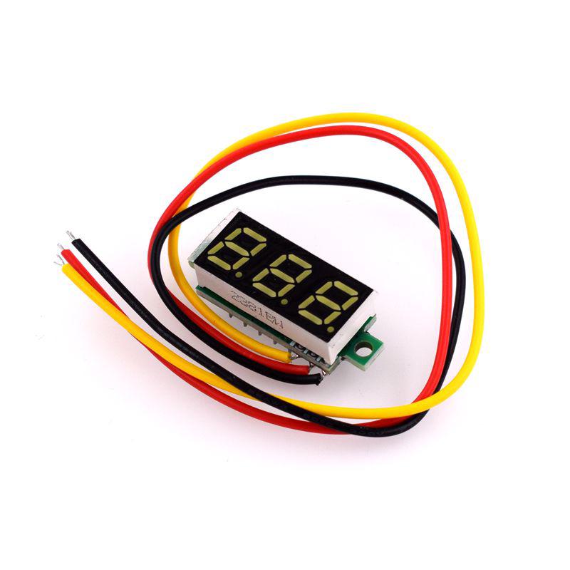 0.28" Ultra-Compact Adjustable DC Voltage Meter, White, 3-Wire, 0-100V Range