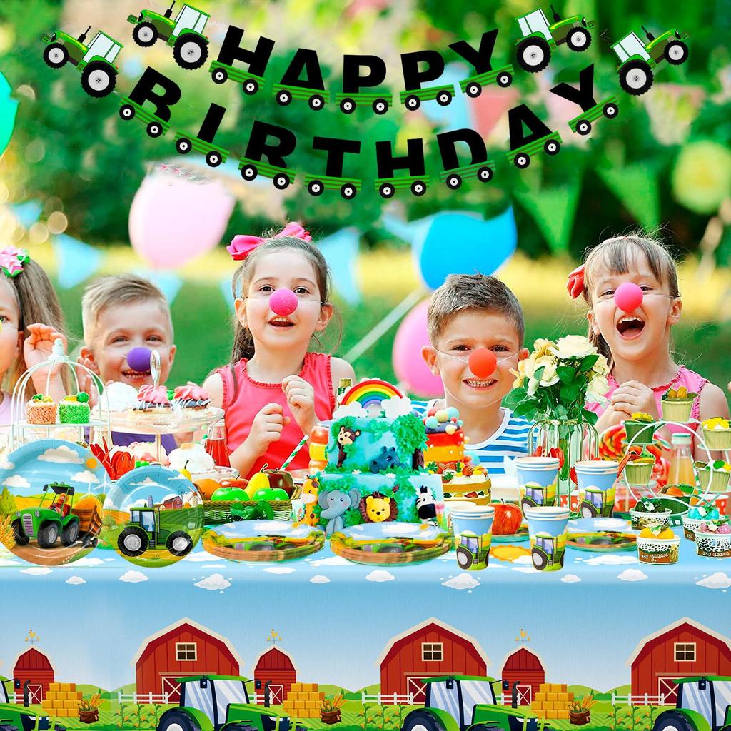 Tractor Birthday Party Supplies,Tractor Birthday Decorations Tableware-Tractor Plates&Tractor Banner Etc Tractor Themed Birthday Party Supplies