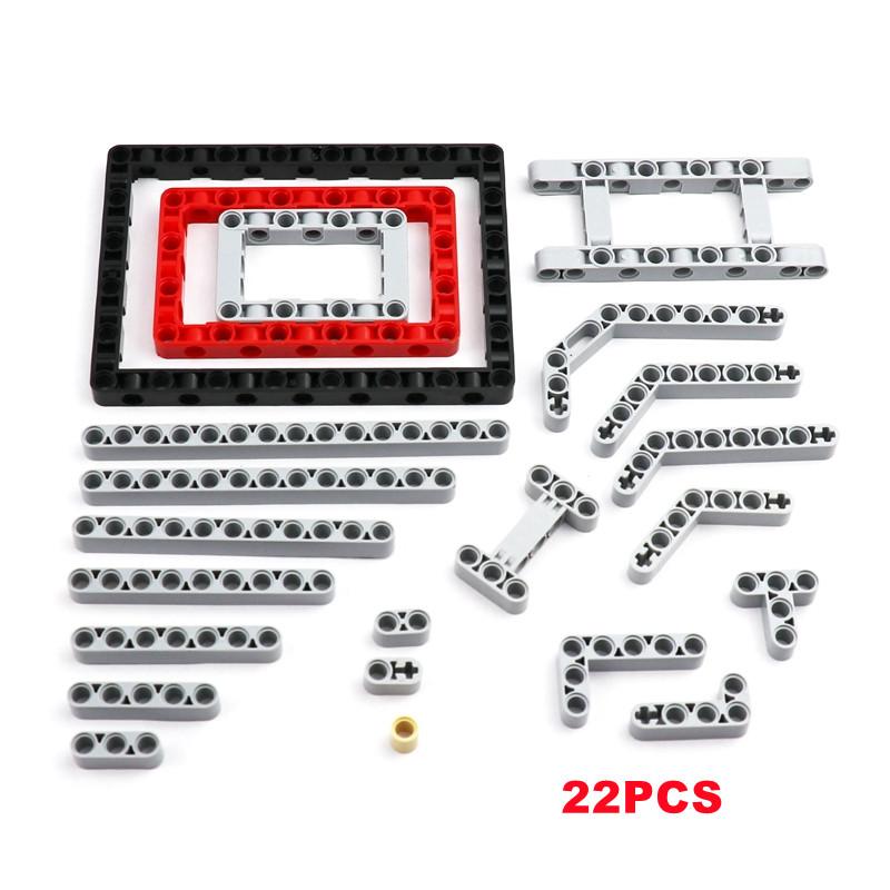 

22 Different Liftarm Beam Technical Parts Building Blocks bloques MOC Gun Robot Model Toys Accessories