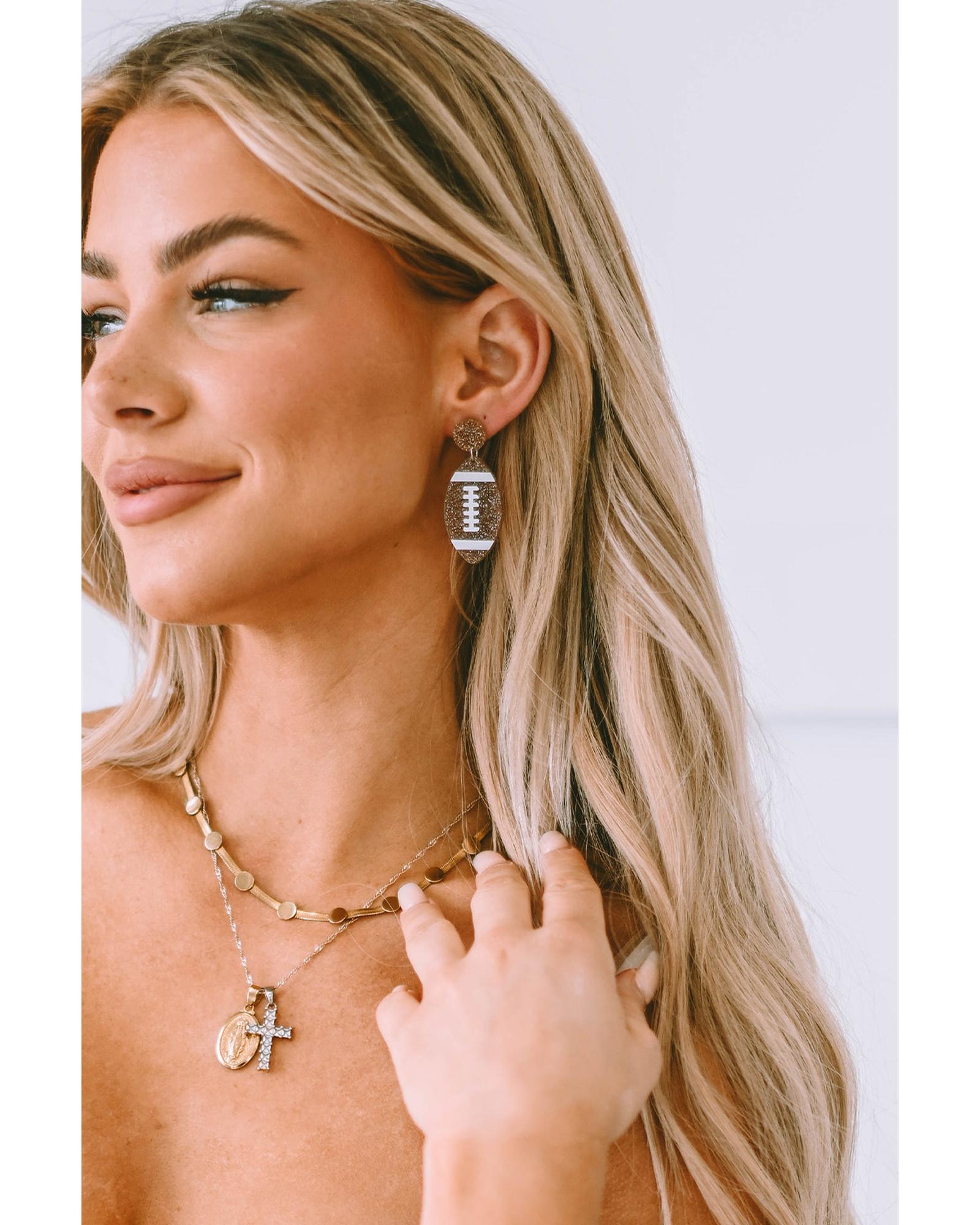 

Серьги-подвески Azura Exchange Glittering Rugby из акрила ONE SIZE коричневый