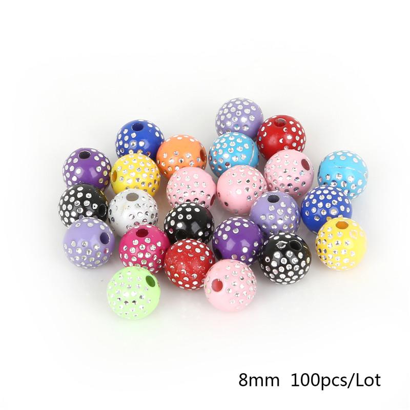 

100шт / лот 8 мм блестящие акриловые бусины 8mm 100pcs разноцветный