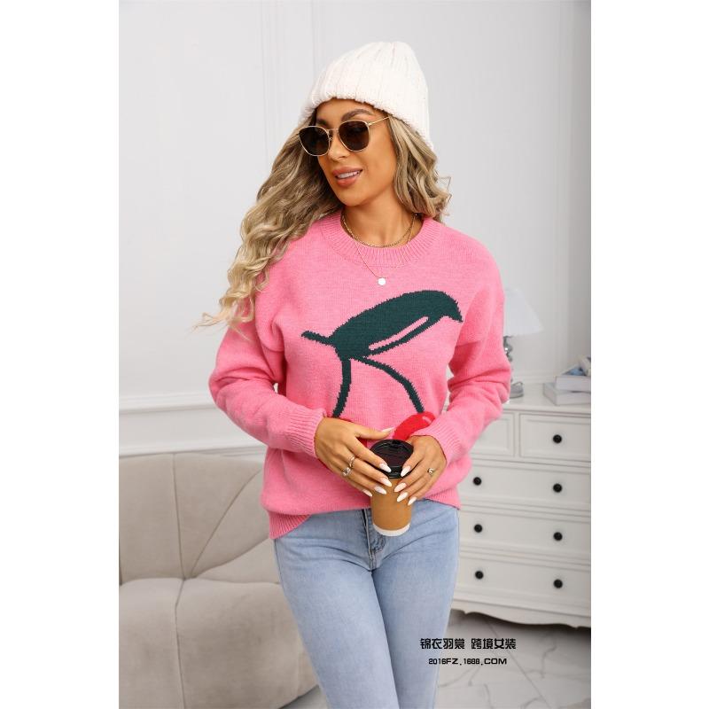 

Новая осенне-зимняя женская коллекция представляет милый вязаный свитер с вишенками ко Дню святого Валентина, который является повседневным, универсальным и модным. XL розовый