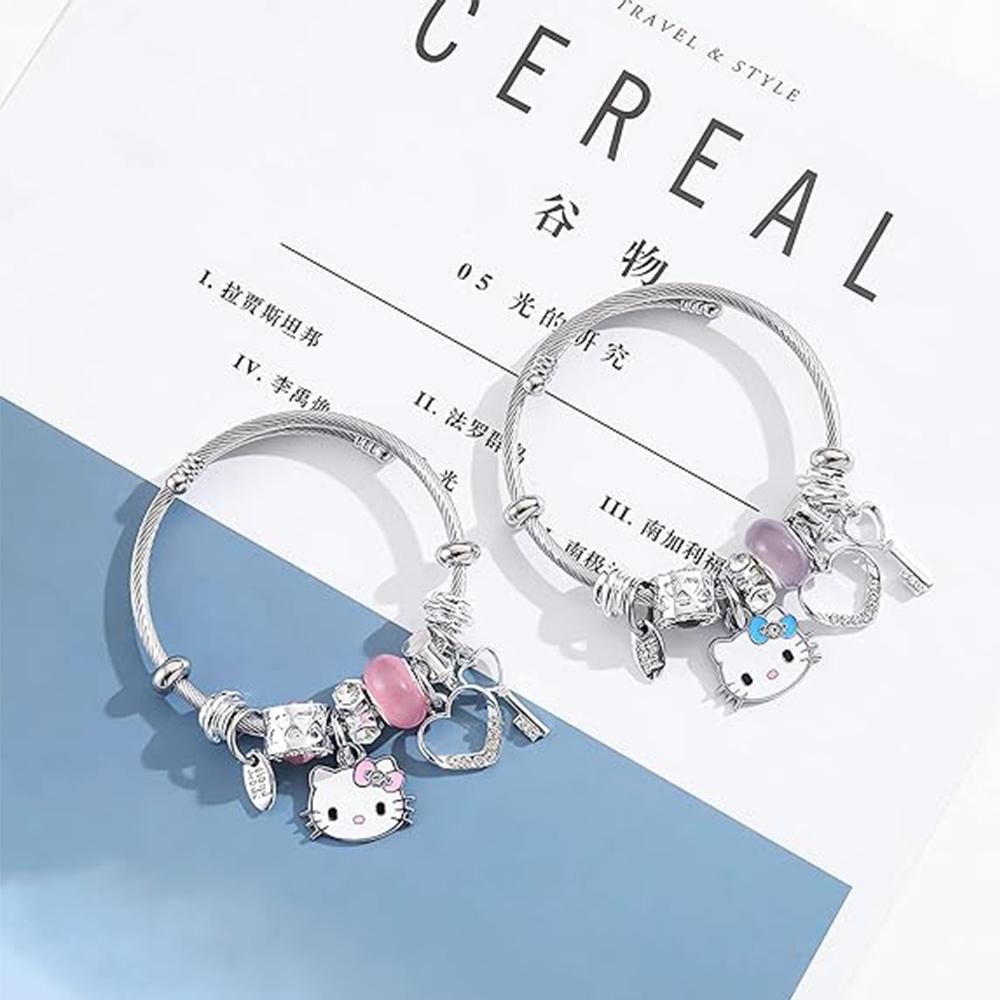 Bracciale Hello Kitty Y2K Bracciale in Acciaio Inossidabile Regolabile per San Valentino