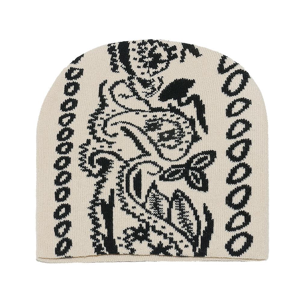 Fashion Versatile Retro Wool Hat Autumn and Winter Cold Warm Knitted Hat Jacquard Paisley Winter Hat