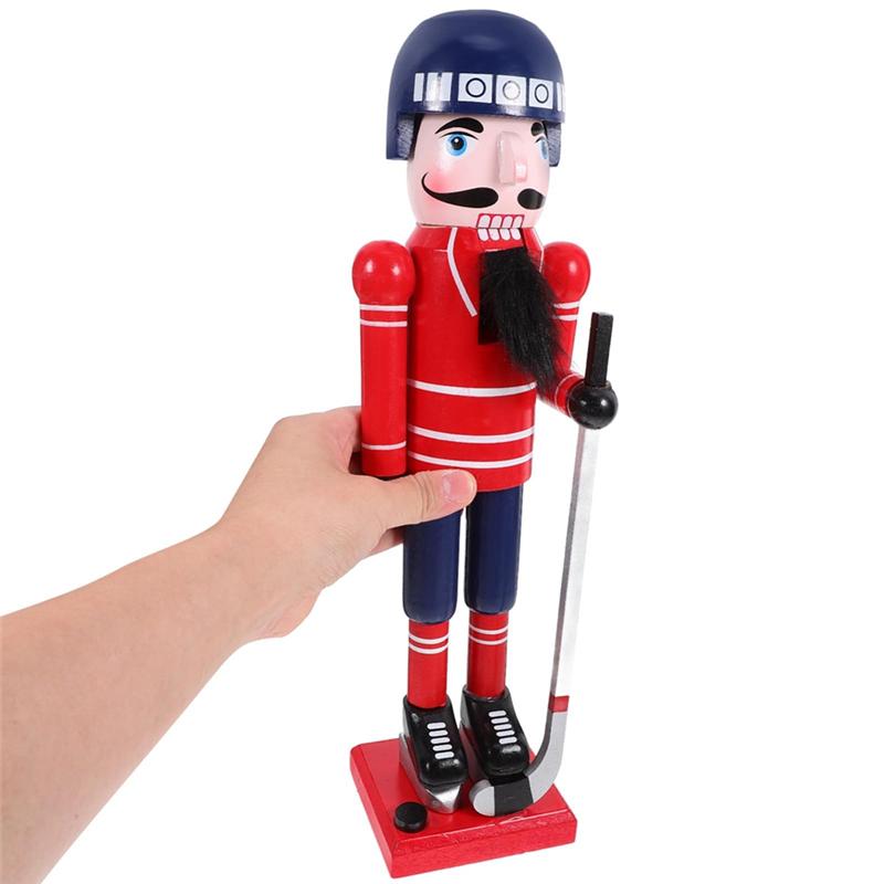 Christmas Hockey Player Holiday Wooden Nutcracker Puppet Sports Ornaments Table Centerpiece Friends Gift