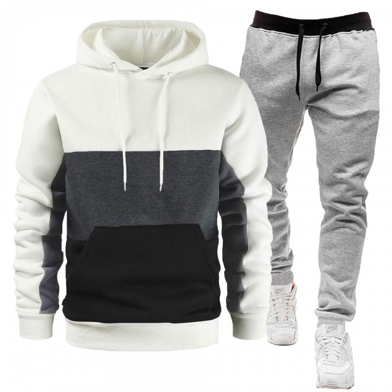 Mens Hoodie Tracksuit 2 Piece Set Casual Sportswear Long Sleeve Sweatshirt Pants Teens
